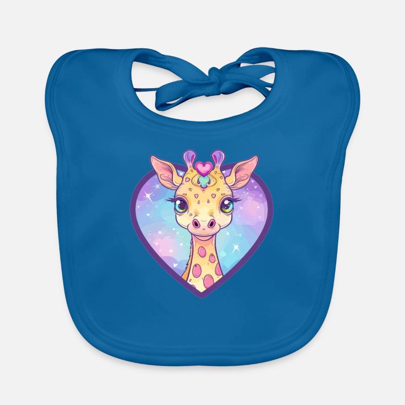 Heart giraffe with glittering eyes Organic Baby Bibs