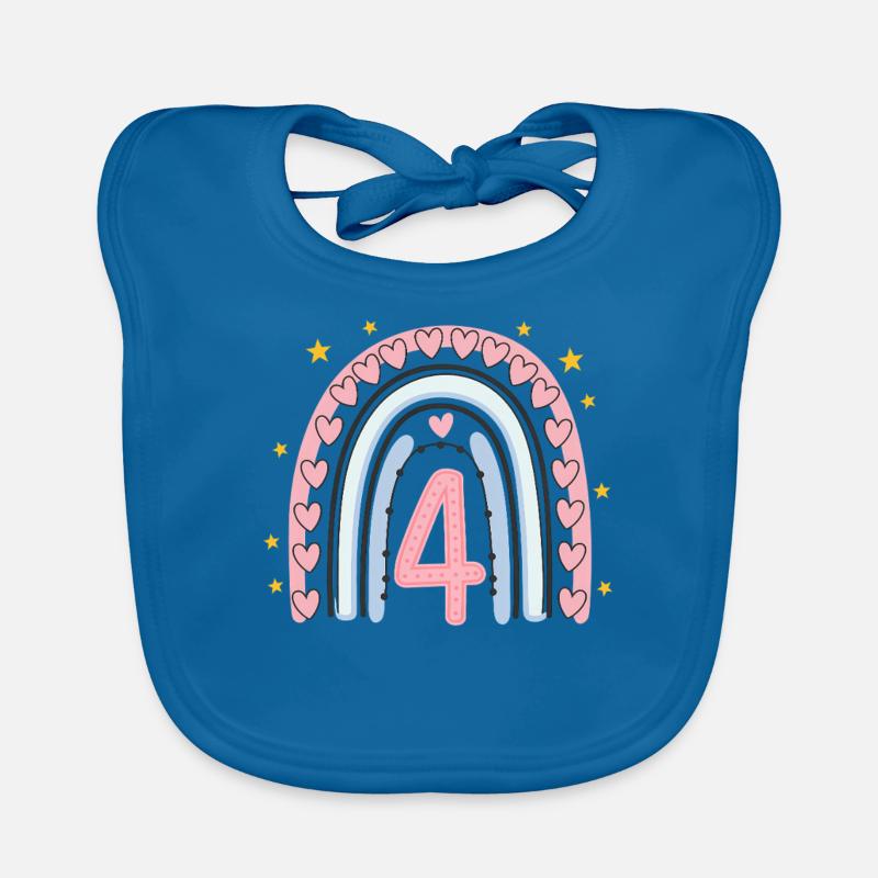 Coeur mignon 4e anniversaire et design arc-en-ciel Bavoir bio Bébé