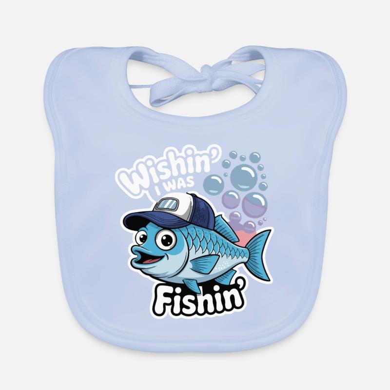 FISH, WISHIN I WAS FISHIN Organic Baby Bibs