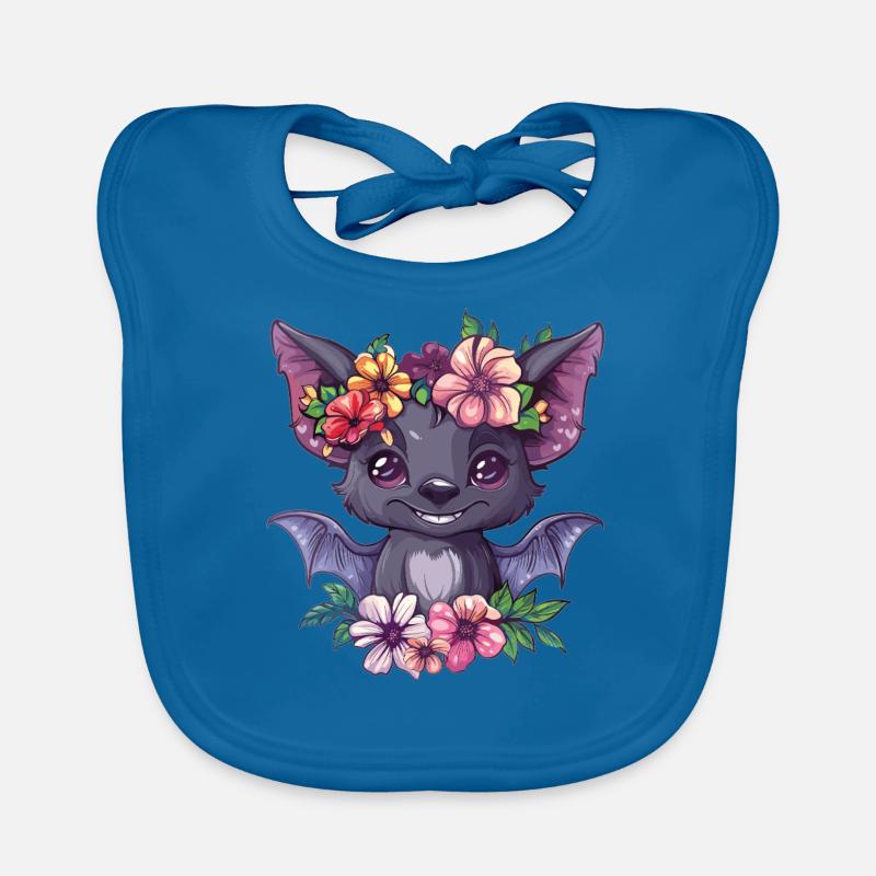 Blumenfledermaus mit Lächeln Baby Bio-Lätzchen