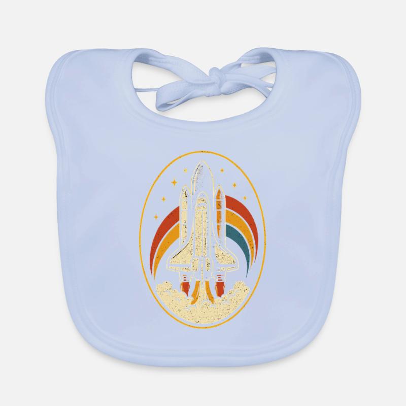 Retro Space Shuttle – Rocket Launch Vintage Organic Baby Bibs