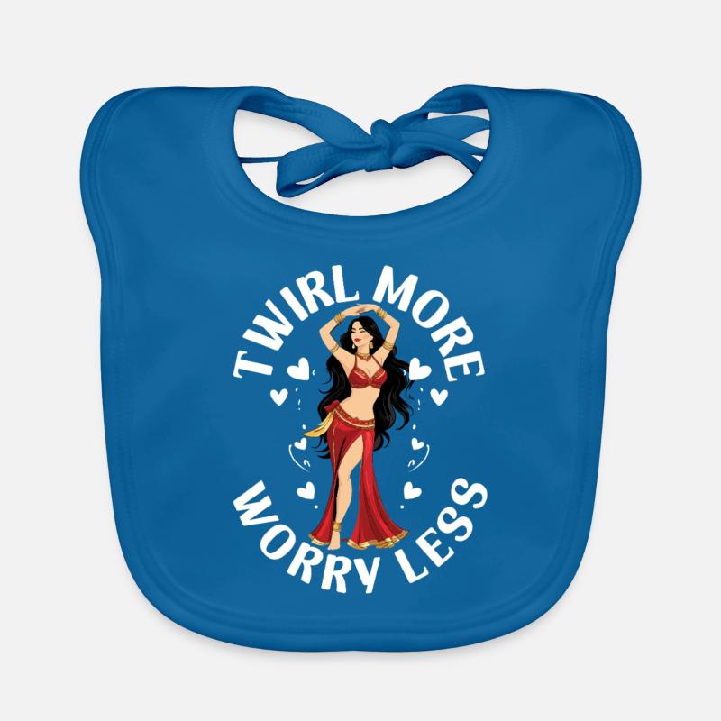 Danse orientale Danseuse orientale Twirl Plus S’inquiéter moins - Bavoir bio Bébé - bleu paon