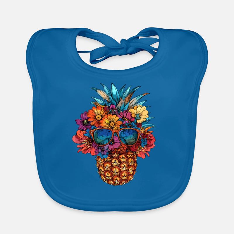 Pineapple with floral decoration Organic Baby Bibs