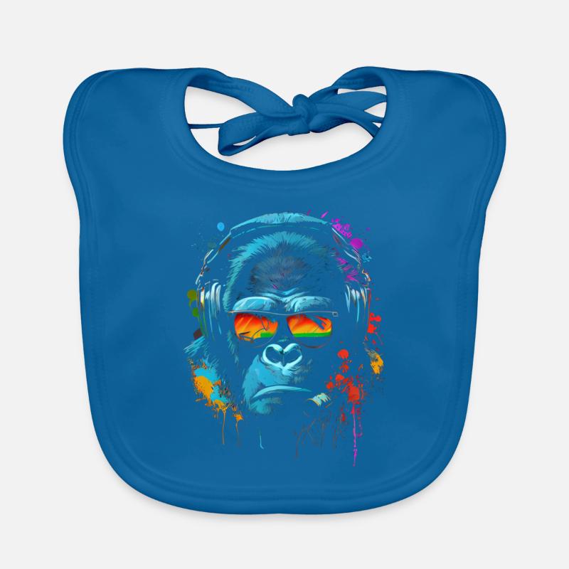 Monkey DJ Écouteurs Lunettes Soleil Bavoir bio Bébé