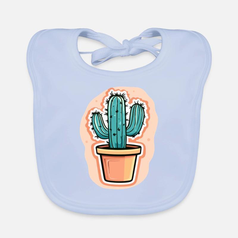 Cactus en pot avec breloque Bavoir bio Bébé