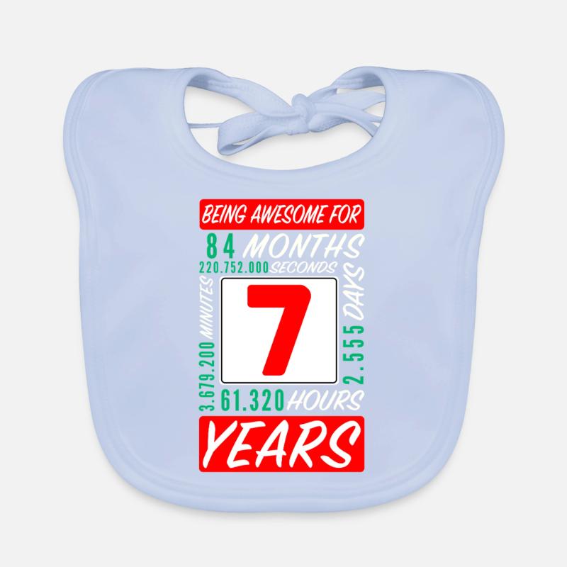 Enfants 7 Ans Anniversaire Mois Heures Bavoir bio Bébé