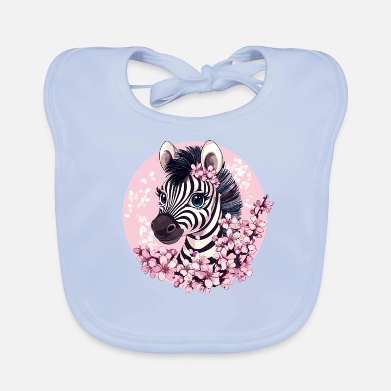 Zebra mit Kirschblüten Baby Bio-Lätzchen