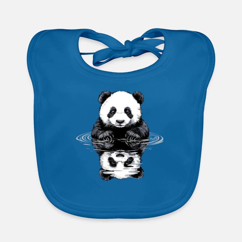 Panda with water reflection Organic Baby Bibs