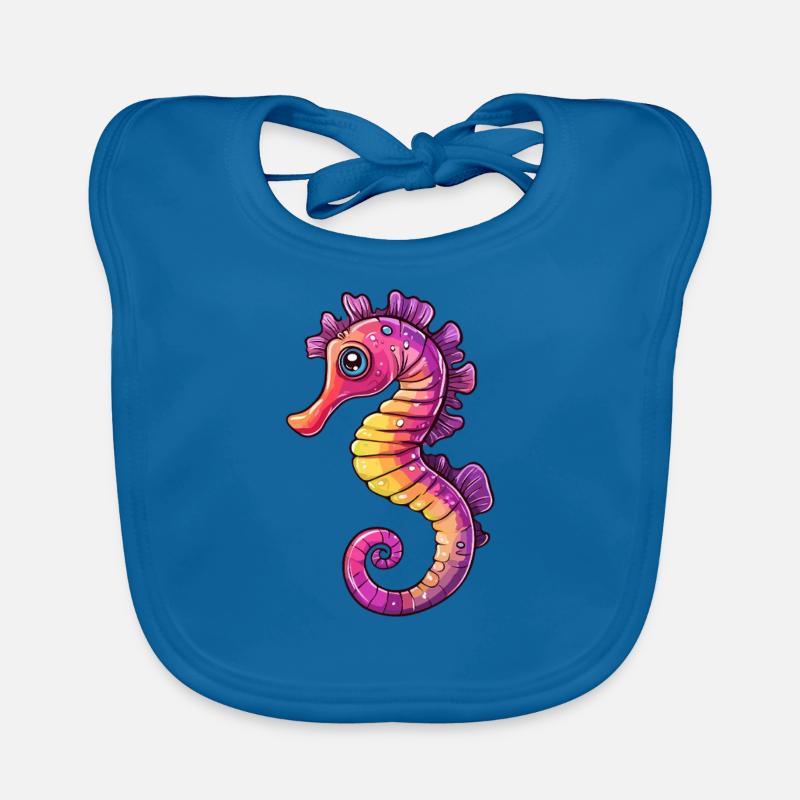 Buntes Seepferdchen Comic Baby Bio-Lätzchen