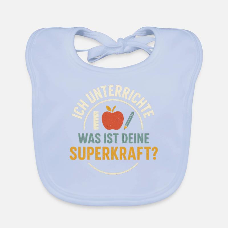 Lehrerin Superkraft Lehrer Spruch Schule Geschenk Baby Bio-Lätzchen