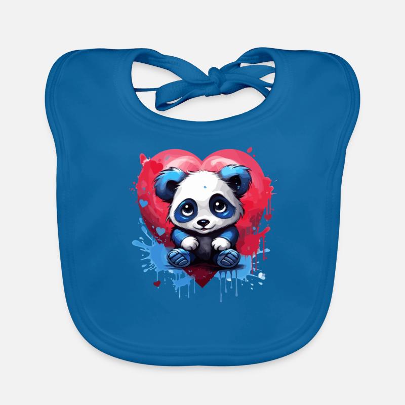 Panda mit Herz-Hintergrund Baby Bio-Lätzchen