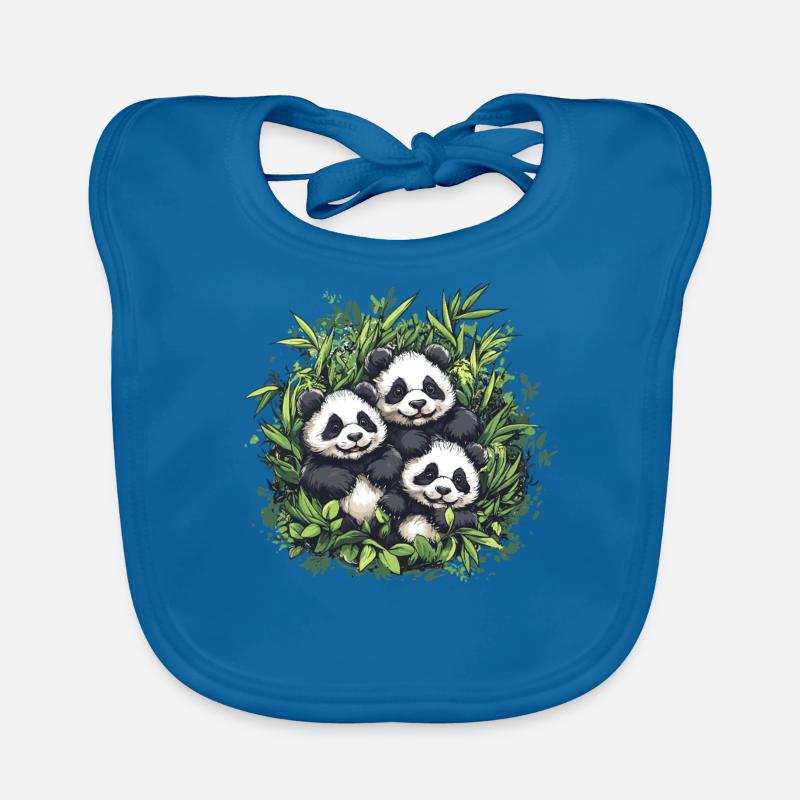 Three pandas in bamboo Organic Baby Bibs