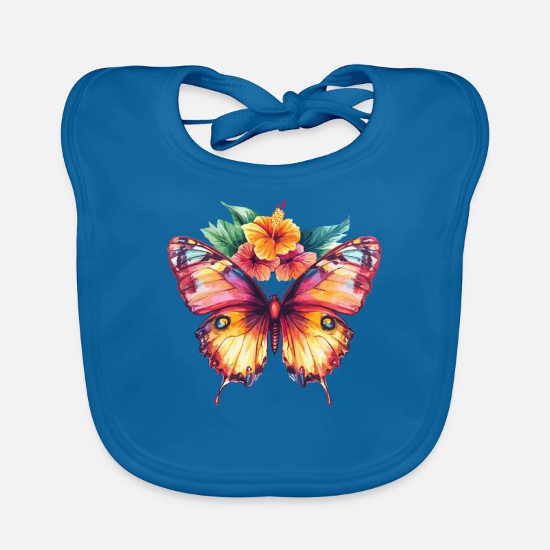 Papillon coloré avec des fleurs Bavoir bio Bébé