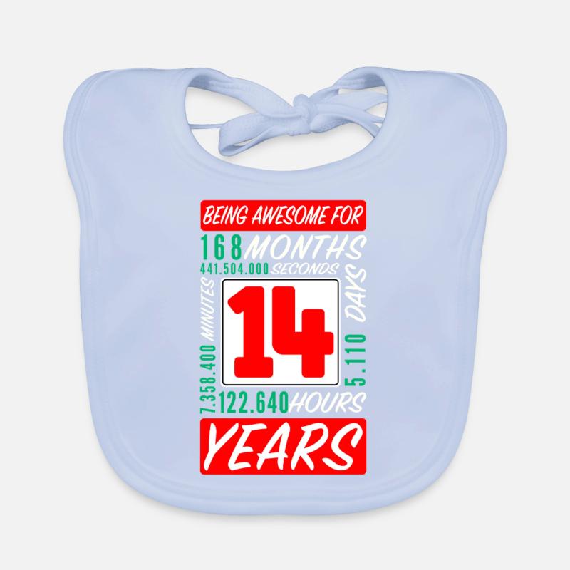 Adolescent 14 Ans Anniversaire Mois Heures Bavoir bio Bébé