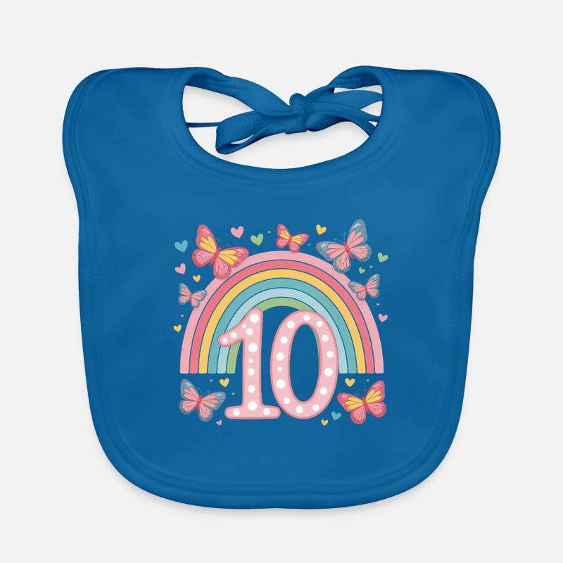 Regenbogen Schmetterling 10. Geburtstag Mädchen Baby Bio-Lätzchen