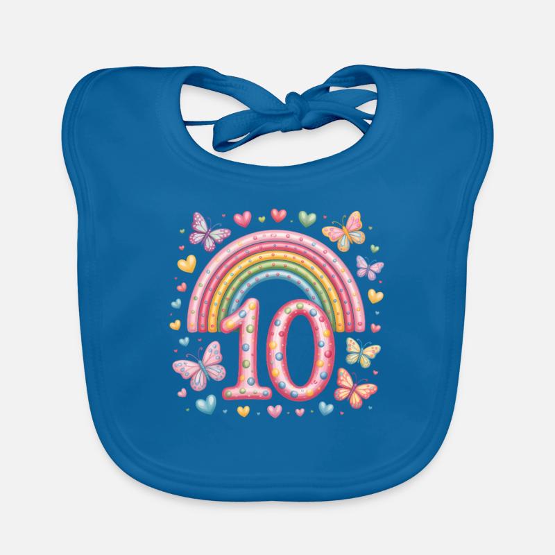 Regenbogen Schmetterling 10. Geburtstag Mädchen Baby Bio-Lätzchen