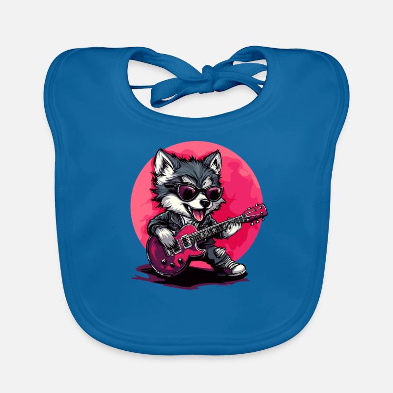 Guitar-Playing Wolf Organic Baby Bibs