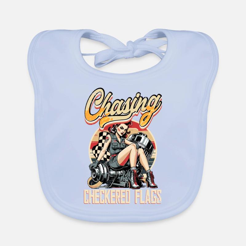 Petrolhead Auto Tuning Chasing Checkered Flags Organic Baby Bibs