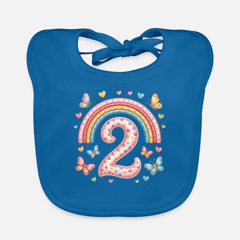 Regenbogen Schmetterling 2. Geburtstag Mädchen Baby Bio-Lätzchen