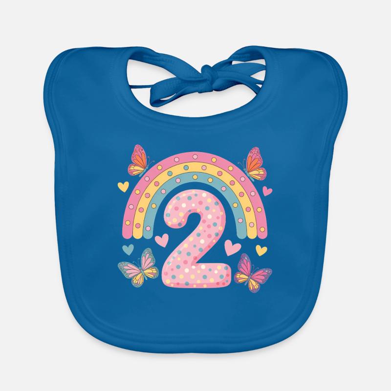 Regenbogen Schmetterling 2. Geburtstag Mädchen Baby Bio-Lätzchen