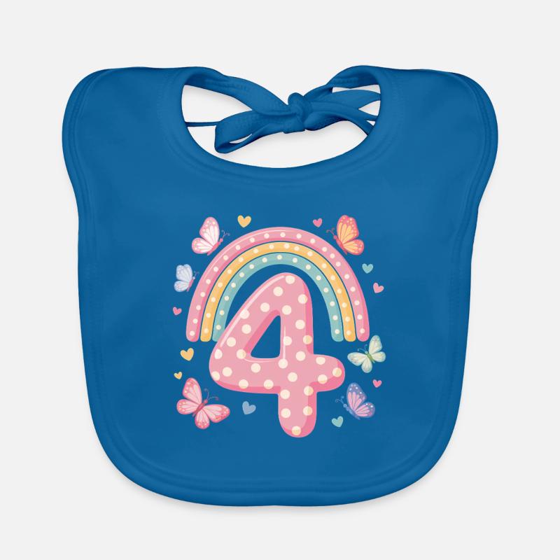 Regenbogen Schmetterling 4. Geburtstag Mädchen Baby Bio-Lätzchen