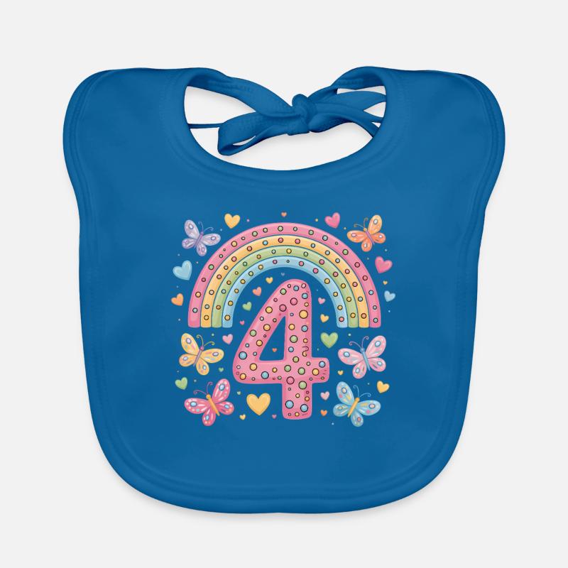 Regenbogen Schmetterling 4. Geburtstag Mädchen Baby Bio-Lätzchen