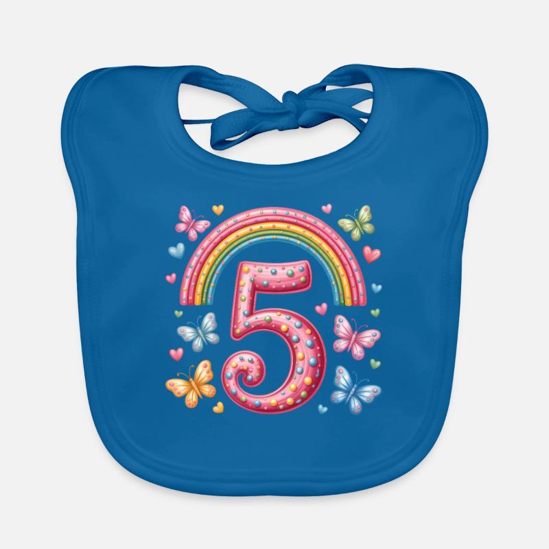 Regenbogen Schmetterling 5. Geburtstag Mädchen Baby Bio-Lätzchen