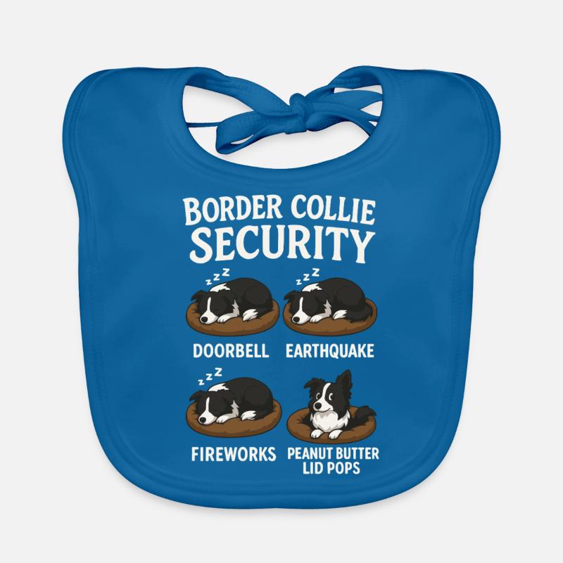 Border Collie - Bavoir bio Bébé - bleu paon