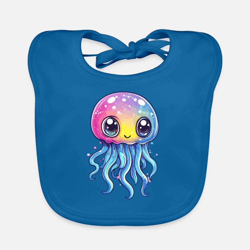 Rainbow jellyfish Organic Baby Bibs