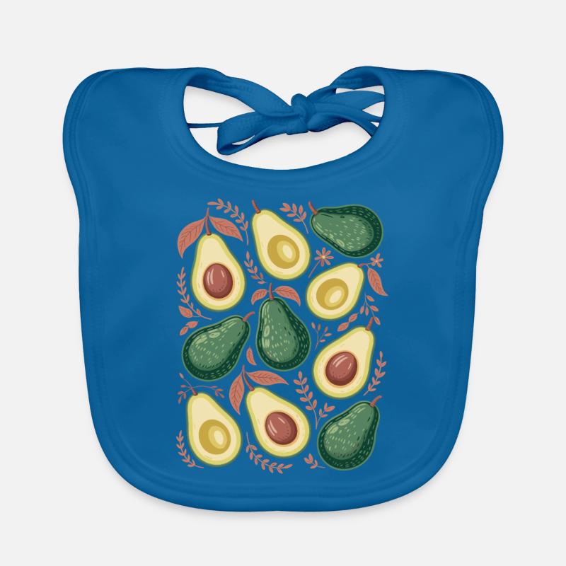 Avocado Boho Floral Pattern for Nature Lovers Organic Baby Bibs
