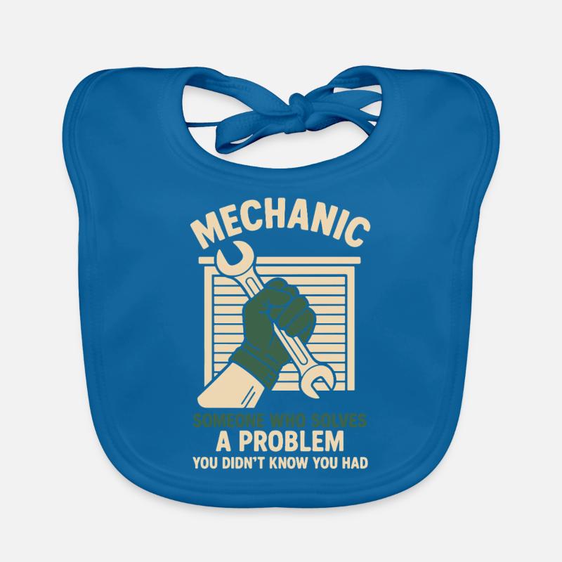 Mécanicien Résolution de problèmes Garage Drôle de dicton - Bavoir bio Bébé - bleu paon