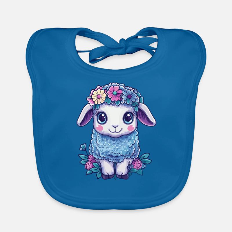 Mouton avec des fleurs Bavoir bio Bébé