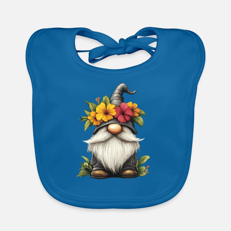 Gnom mit Blumenhut Baby Bio-Lätzchen
