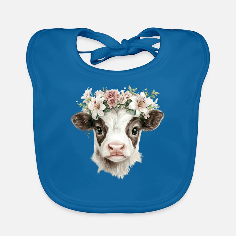 Calf with flowers Organic Baby Bibs