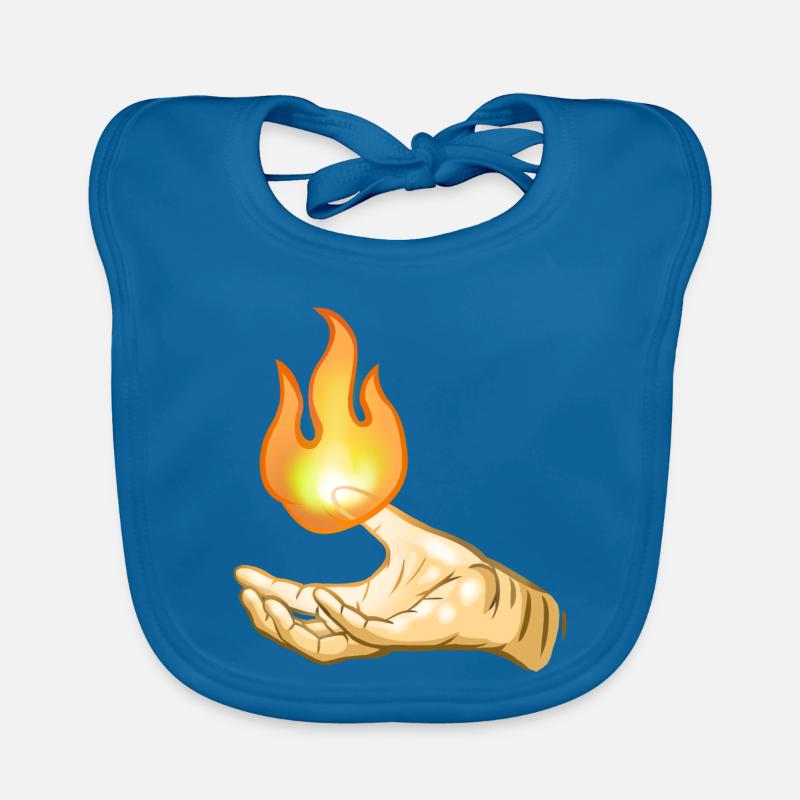 Flamme au-dessus de la main - Bavoir bio Bébé - bleu paon