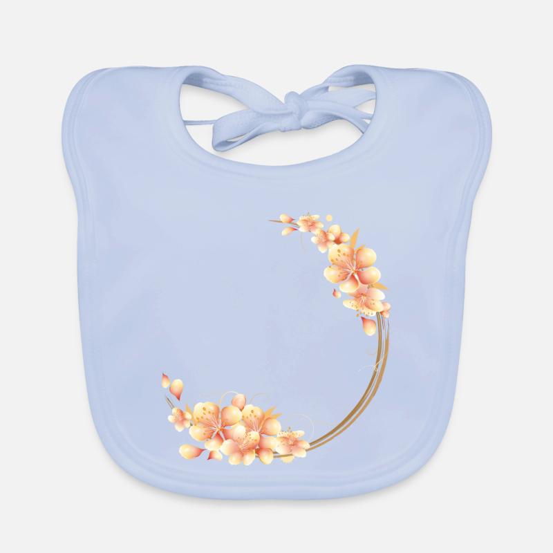 Couronne de fleurs de pêcher dans un ton pêche doux et velouté Bavoir bio Bébé