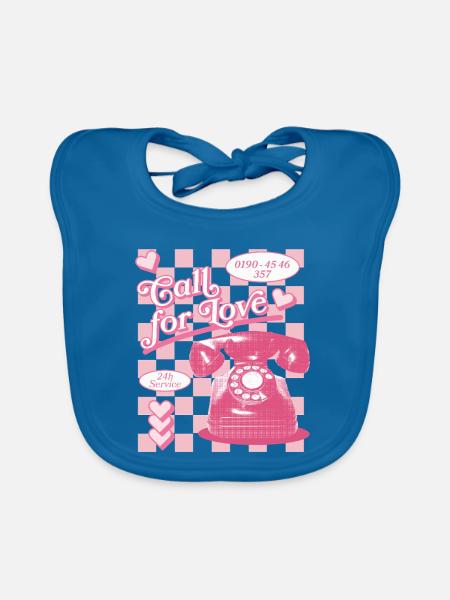 Appel à l’amour hotline esthétique - Bavoir bio Bébé - bleu paon - Devant