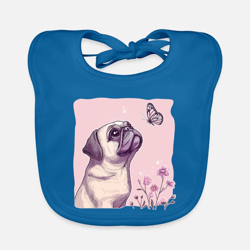 Mops mit Schmetterling Baby Bio-Lätzchen