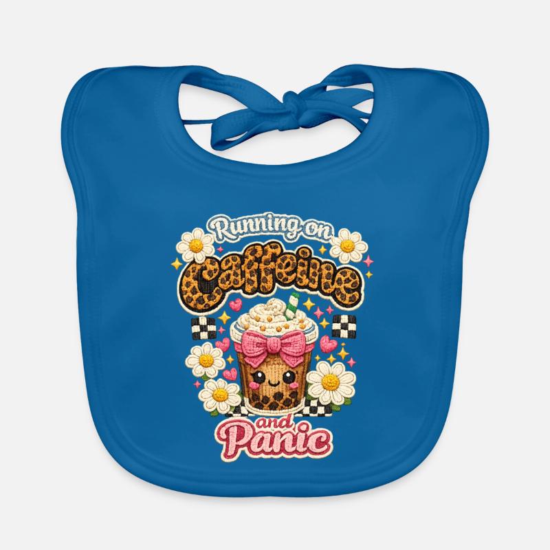 Coffee Chaos Patch Leopard Latte - Bavaglino ecologico per neonato - blu pavone