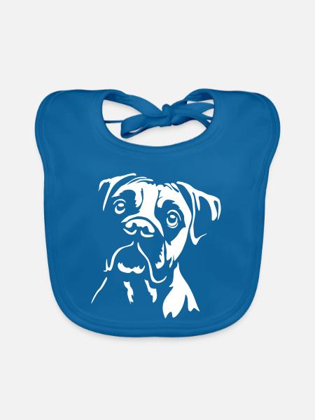 Boxer Kopf "Black Edition" - Baby Bio-Lätzchen - Pfauenblau
