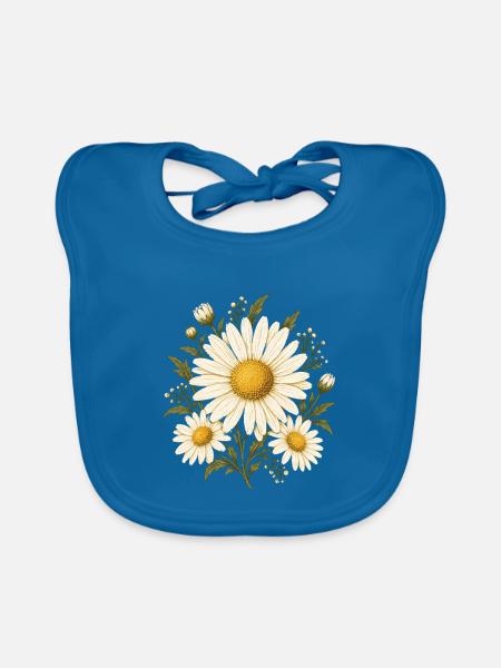 Gänseblümchen Blumenkreis - Baby Bio-Lätzchen - Pfauenblau