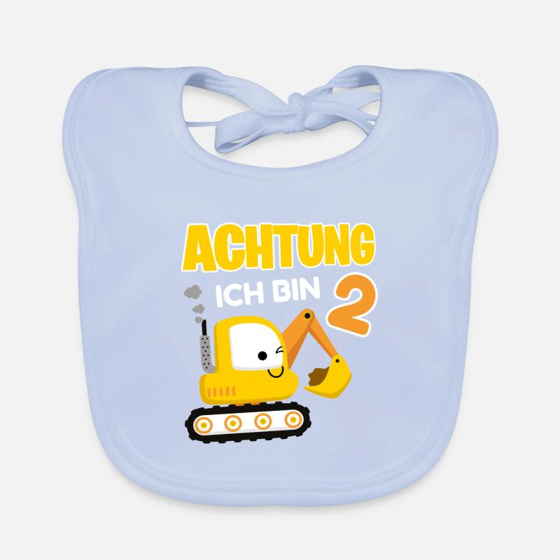 KINDER BAGGER JUNGEN BUBEN 2. GEBURTSTAG GESCHENK Baby Bio-Lätzchen