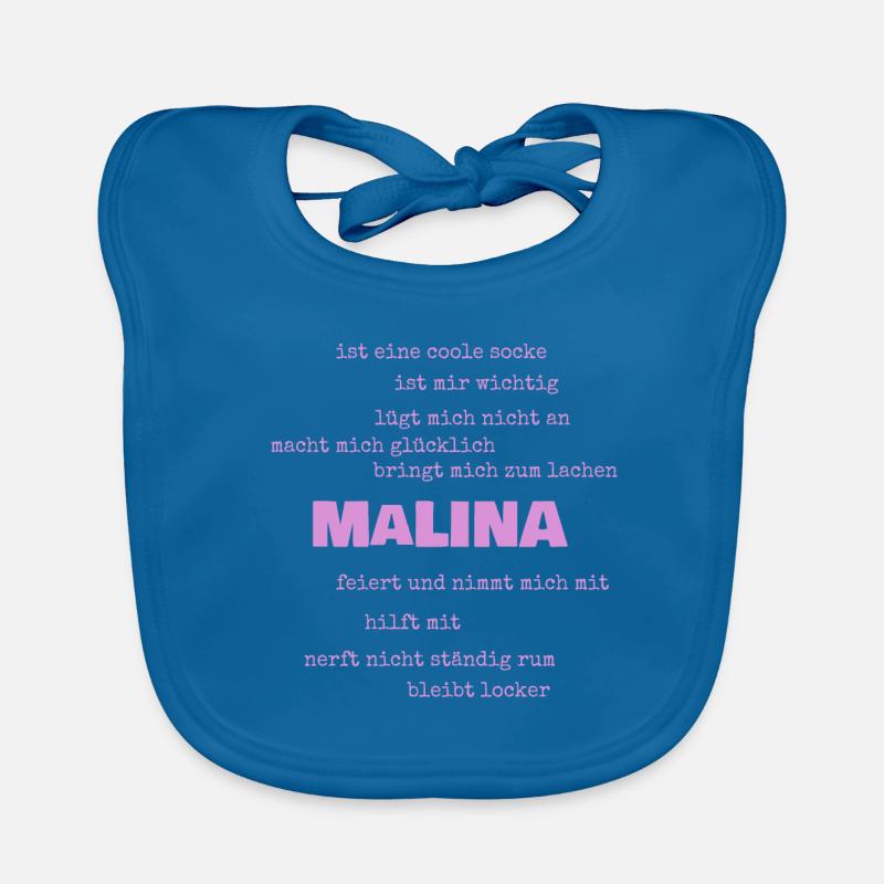 Sprüche Malina - Baby Bio-Lätzchen - Pfauenblau