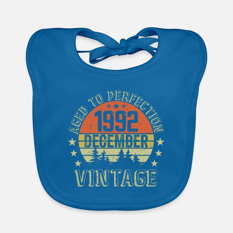 Retro Birthday Gift - Born In December 1992 Organic Baby Bibs