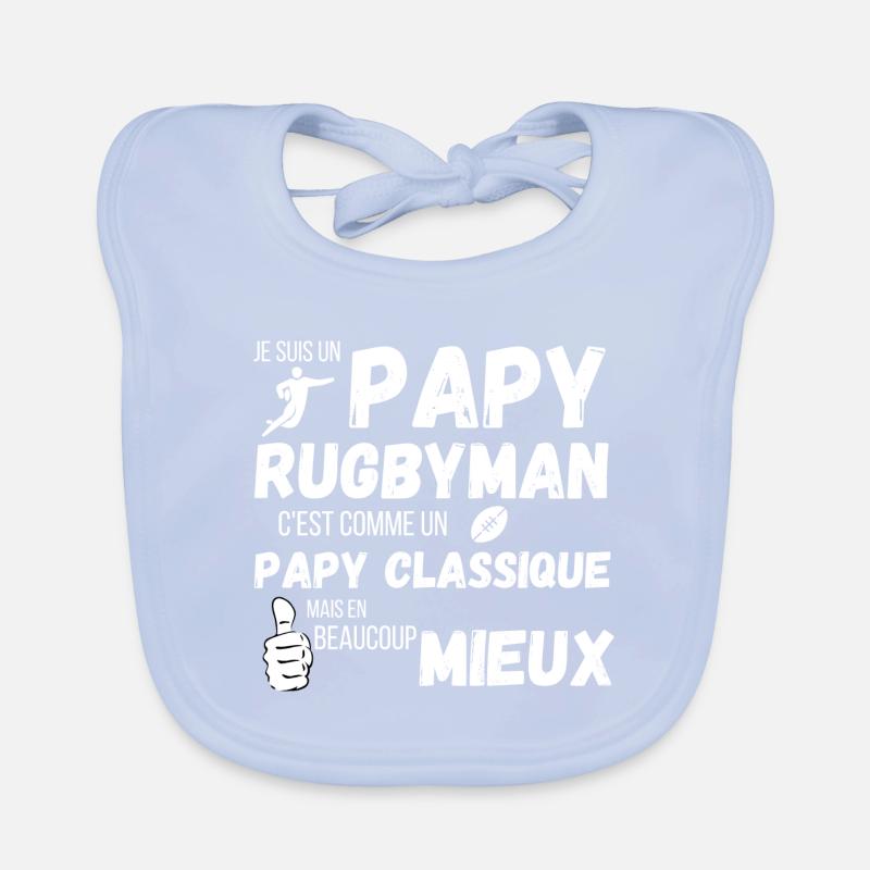 Un papy rugbyman comme un papy classique cadeau Bavoir bio Bébé
