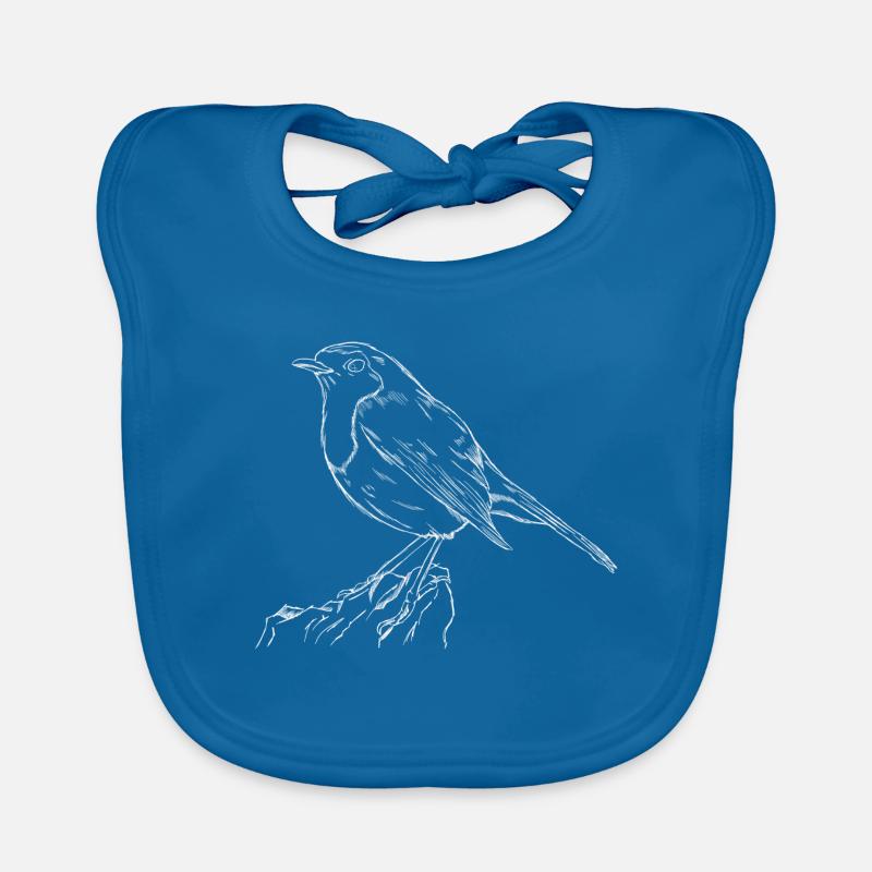 Le Rouge-Gorge Oiseaux chanteurs Protection de la nature - Bavoir bio Bébé - bleu paon