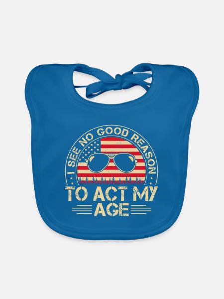 Vintage Act My Age Drôle de jeu de mots Humour adulte - Bavoir bio Bébé - bleu paon - Devant