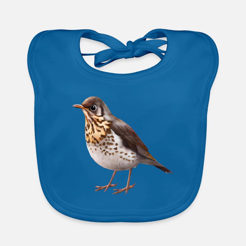 Grive oiseau - Bavoir bio Bébé - bleu paon
