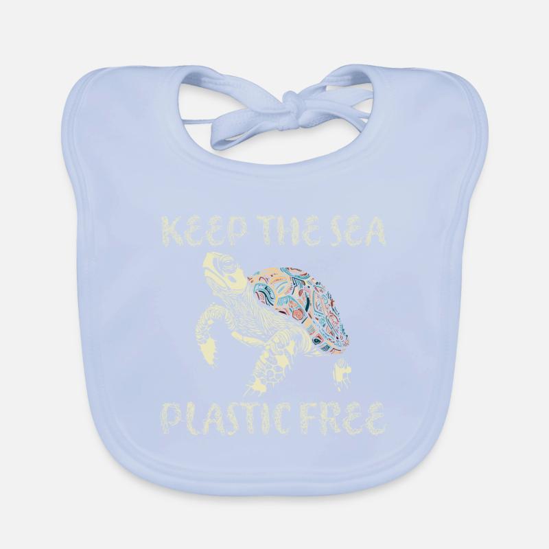 Keep The Sea Plastic Free Turtle Motif Organic Baby Bibs