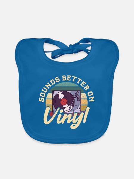 sounds better on vinyl Design for a vinyl sound - Baby Bio-Lätzchen - Pfauenblau - Vorne